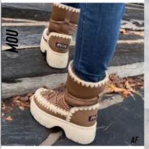 MOU ESKIMO SNOW BOOT TWIST TALL IN NUBUCK COGNAC NWT